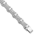 Sterling Silver Rhodium-plated Polished CZ 7.5in Link Bracelet