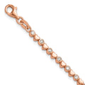 Sterling Silver Rose-tone Polished CZ and Hearts 7in w/1in ext. Bracelet