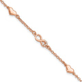 Sterling Silver Rose Gold-plated Heart CZ Infinity w/.5in ext. Bracelet