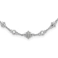 Sterling Silver Rhodium-plated Fancy w/ ext CZ Necklace