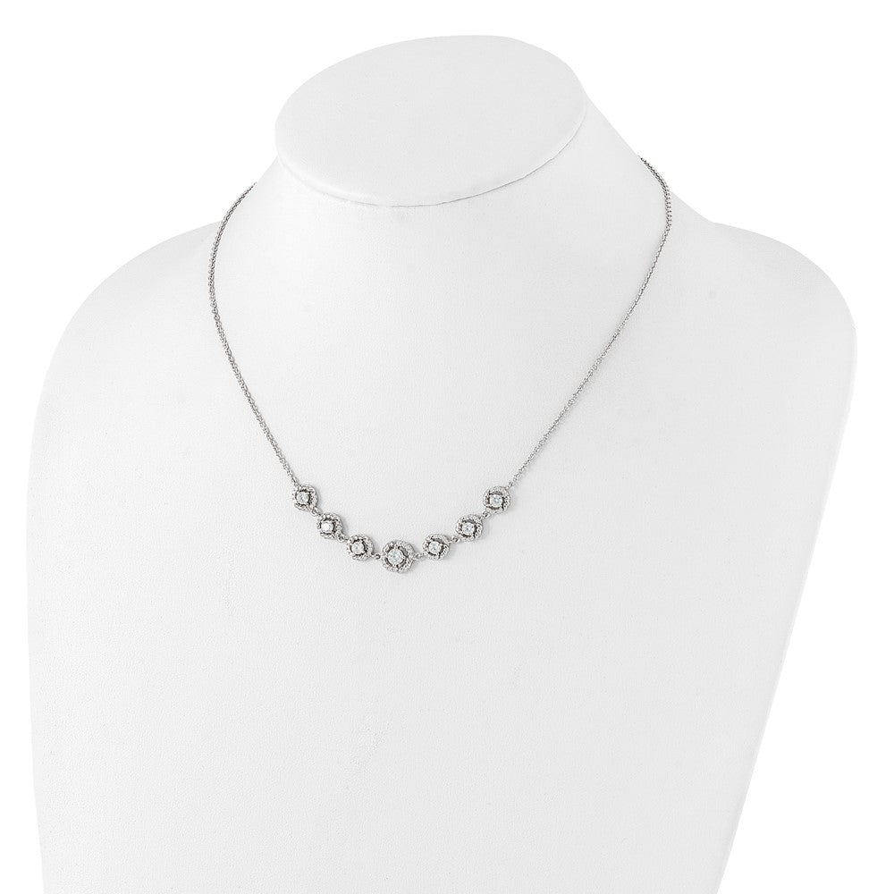 Pure Fire Sterling Silver Rhod-plated Fancy CZ w/ ext Bracelet