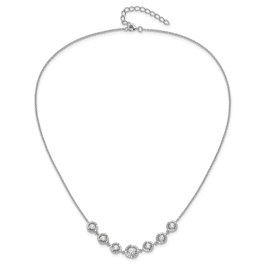 Pure Fire Sterling Silver Rhod-plated Fancy CZ w/ ext Bracelet