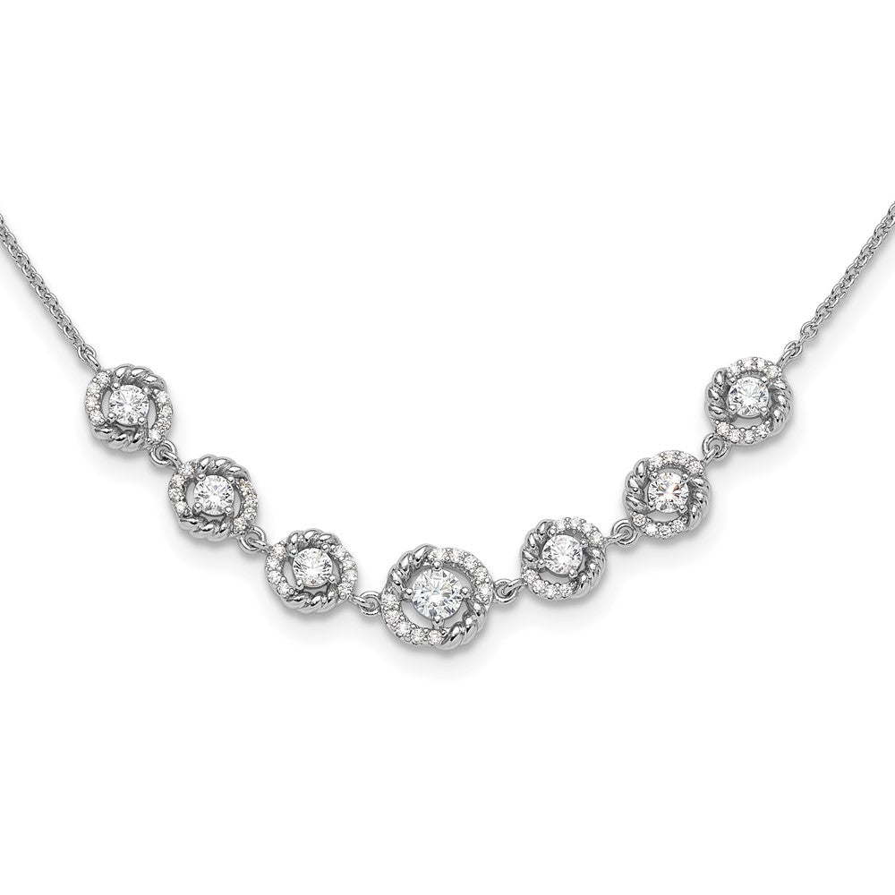 Pure Fire Sterling Silver Rhod-plated Fancy CZ w/ ext Bracelet