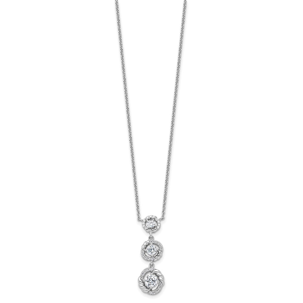 Pure Fire Sterling Silver Rhod-plated Fancy CZ 16in w/2in ext Necklace