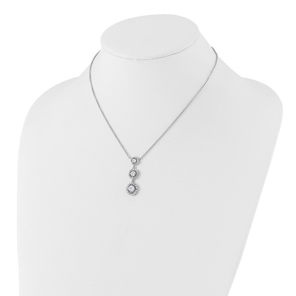 Pure Fire Sterling Silver Rhod-plated Fancy CZ 16in w/2in ext Necklace