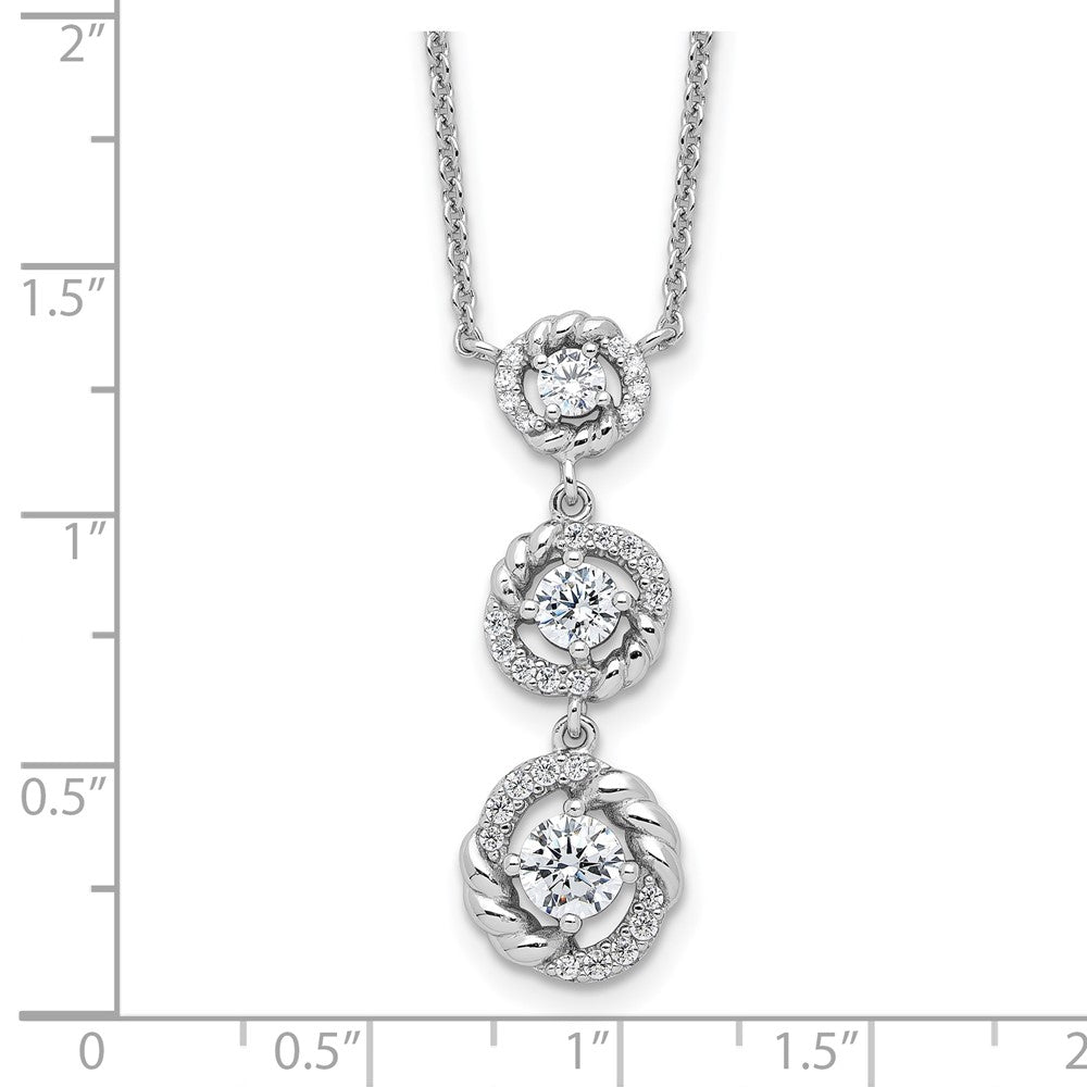 Pure Fire Sterling Silver Rhod-plated Fancy CZ 16in w/2in ext Necklace