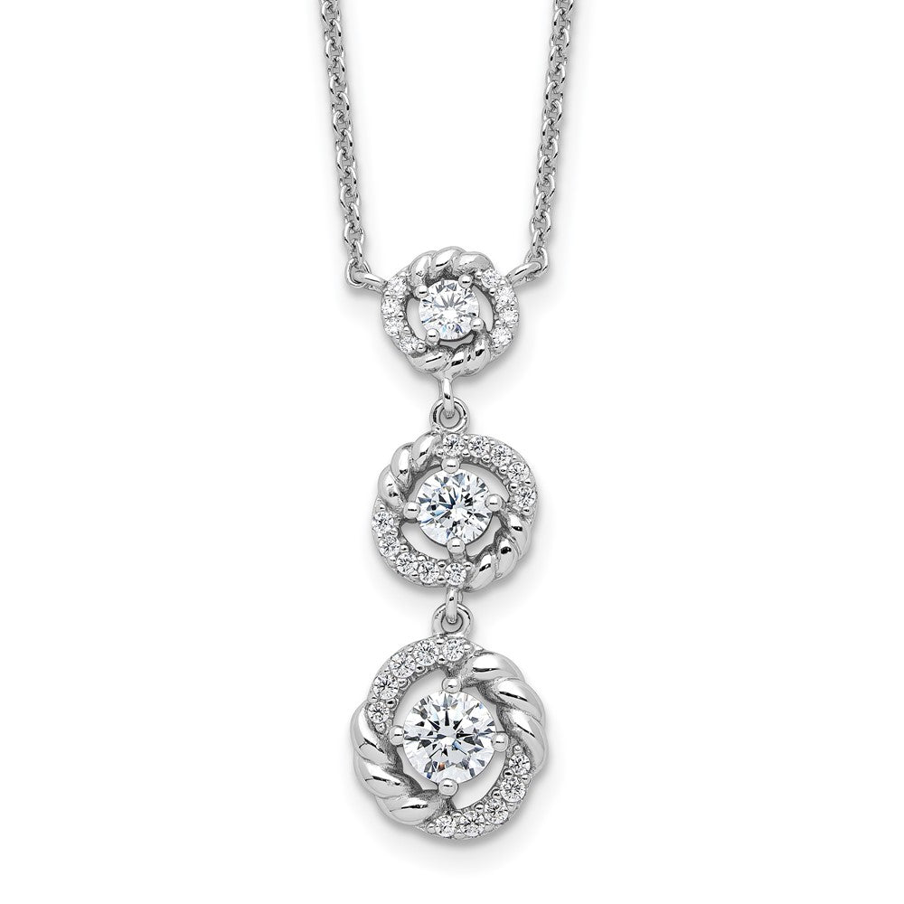 Pure Fire Sterling Silver Rhod-plated Fancy CZ 16in w/2in ext Necklace
