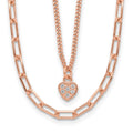 Sterling Silver Rose Gold-plated CZ Heart w/ ext. Bracelet