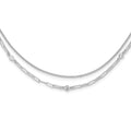 Sterling Silver Rhodium-plated CZ 2 Strand w/ ext. Bracelet