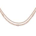 Sterling Silver Rose Gold-plated CZ 2 Strand w/ ext. Bracelet