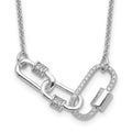 Sterling Silver Rhodium-plated Fancy Link CZ w/ ext Necklace