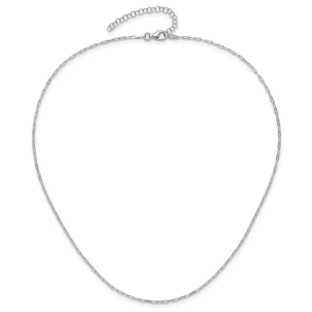 Sterling Silver Rhod-plated 1.65mm Paperclip Link 16in w/2in ext Necklace