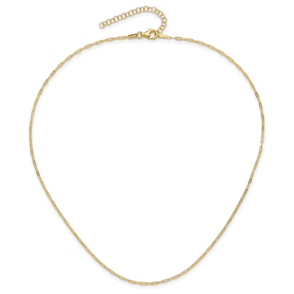 Sterling Silver Gold-plated 1.65mm Paperclip Link 16in w/2in ext Necklace