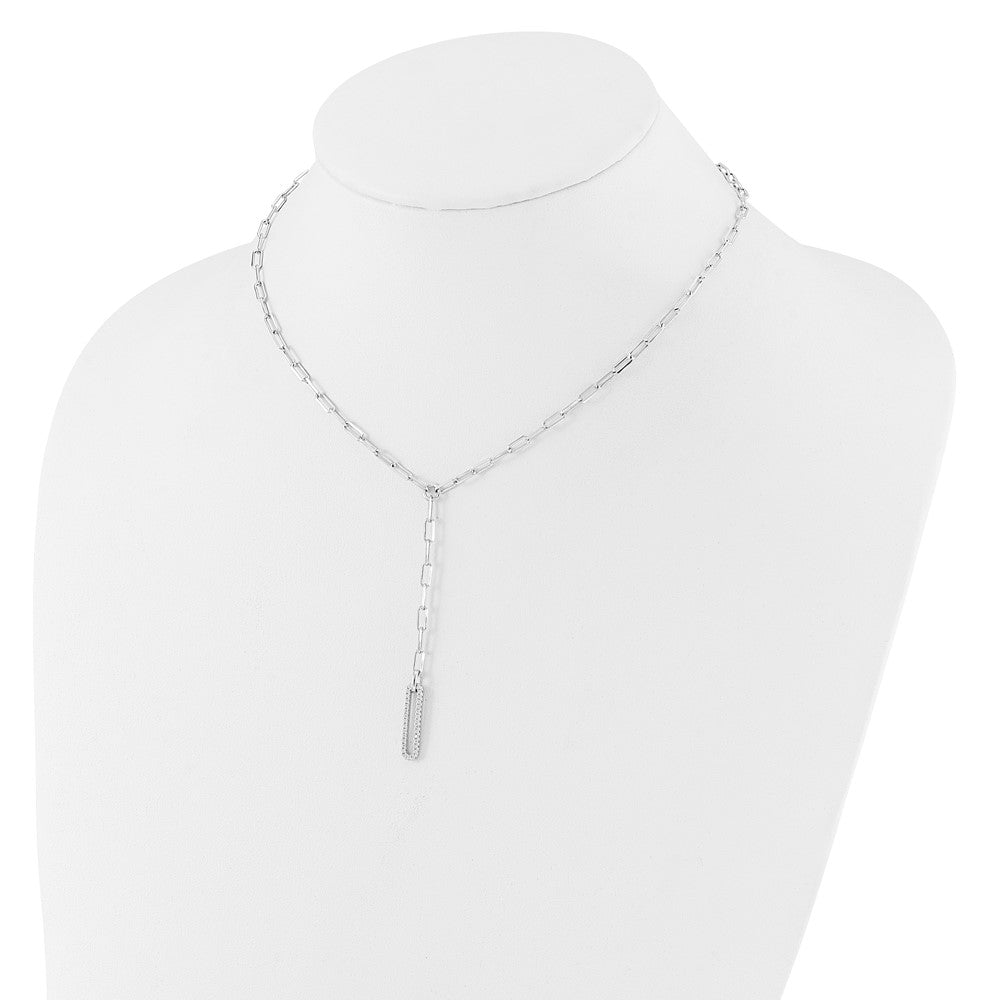 Sterling Silver Rhodium-plated 8.25mm Byzantine Link Necklace