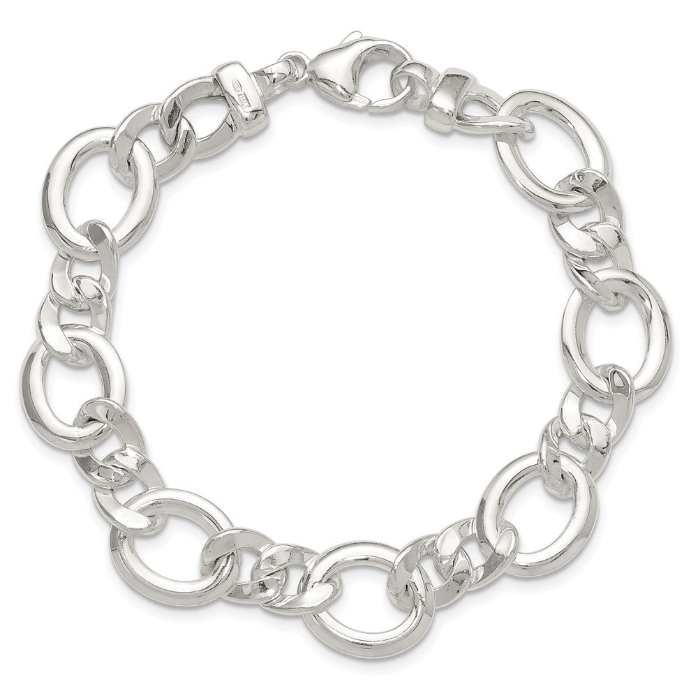 Sterling Silver Polished Fancy Link Necklace