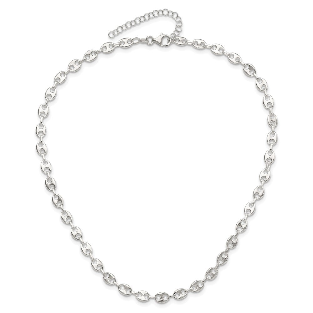 Sterling Silver Rhodium-plated w/. ext. Fancy Link Bracelet