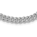 Sterling Silver Rh-plated Micro Pave CZ 6mm Curb Link 18in Necklace