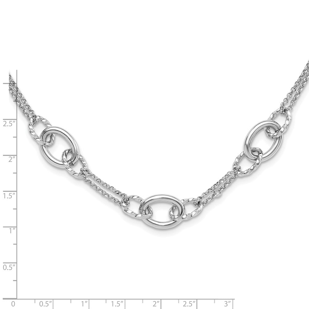 Sterling Silver Rhodium-plated w/ ext Interlocking Circles Bracelet