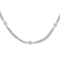 Sterling Silver Polished Multi-strand Beaded 18in Necklace