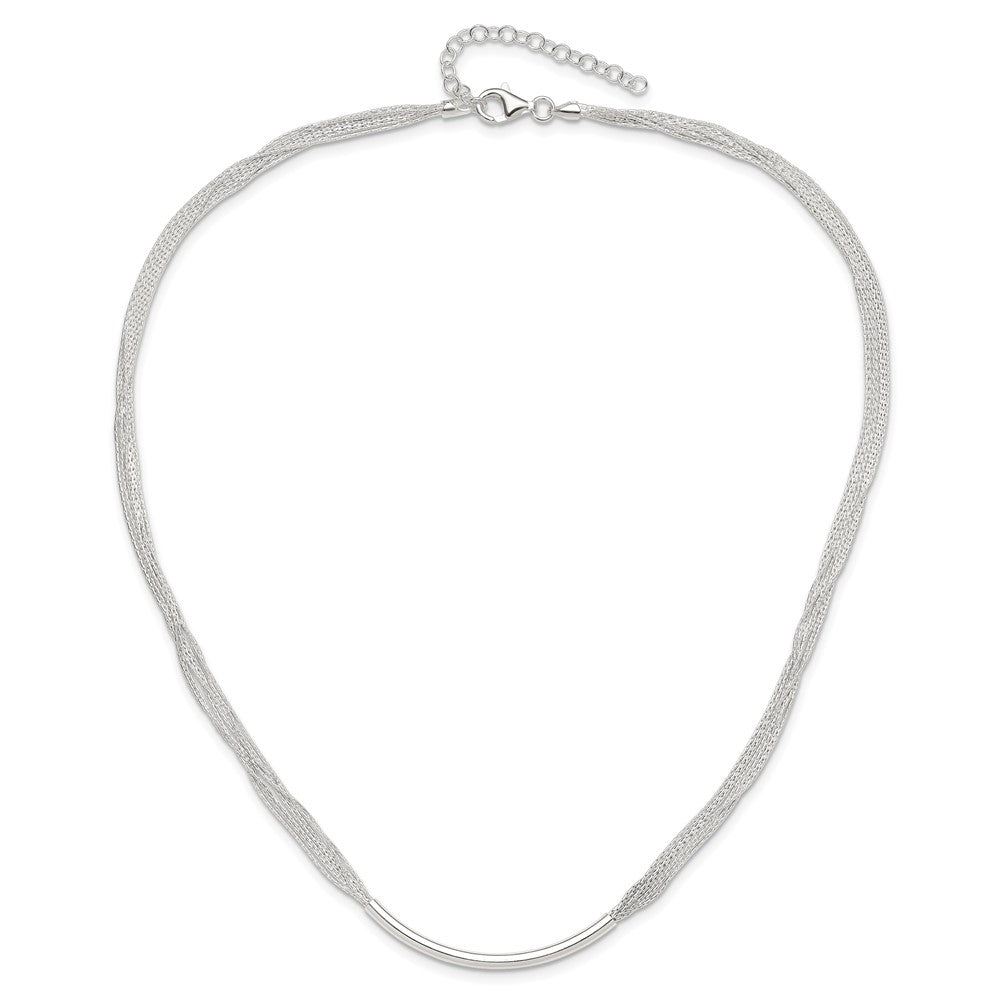 Sterling Silver Polished Multi-Strand 18in w/2in ext. Tube Necklace