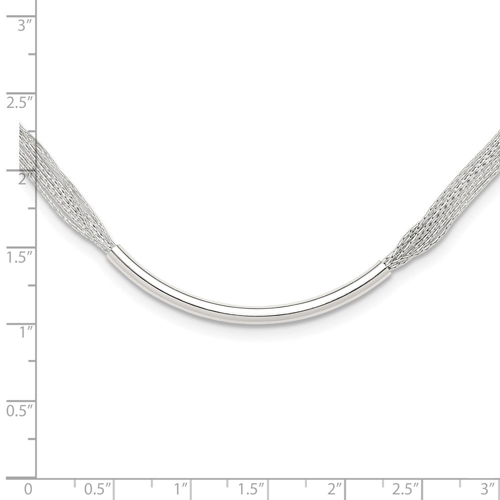 Sterling Silver Polished Multi-Strand 18in w/2in ext. Tube Necklace