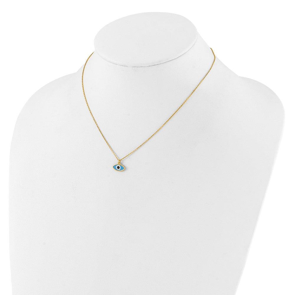Sterling Silver Gold-plated Enamel Evil Eye w/ ext. Necklace