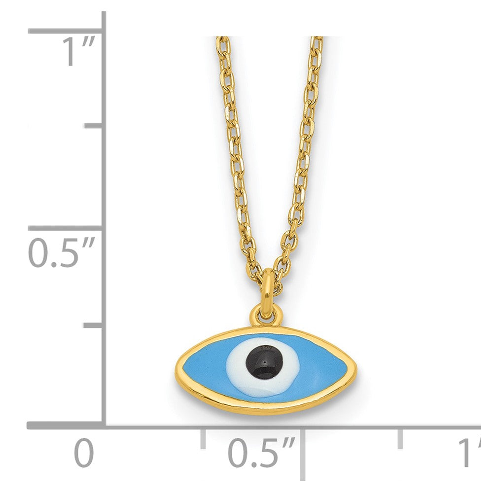 Sterling Silver Gold-plated Enamel Evil Eye w/ ext. Necklace