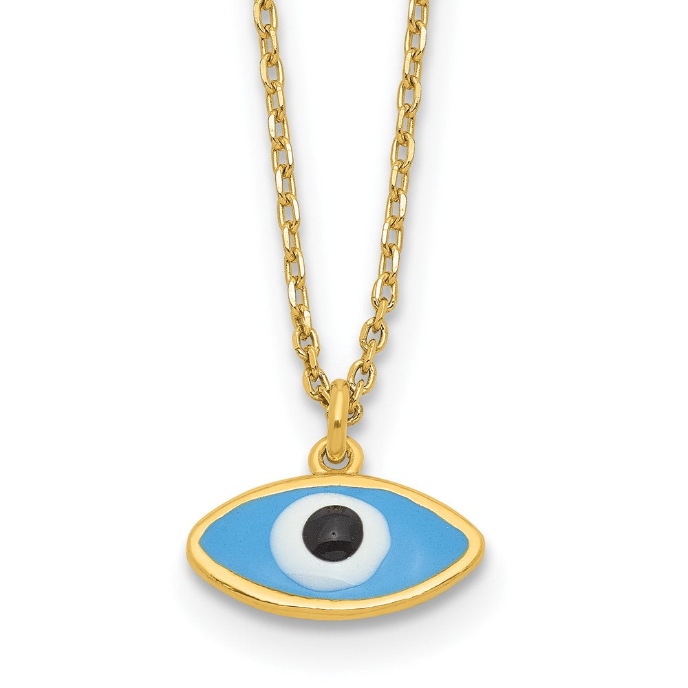 Sterling Silver Gold-plated Enamel Evil Eye w/ ext. Necklace