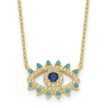 Sterling Silver Gold-plated Glass and Glass Crystal Evil Eye Necklace