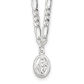 Sterling Silver RH-plated Miraculous Medal Link w/ ext. Necklace