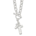 Sterling Silver E-Coated Double Open Cross Toggle 18in Necklace