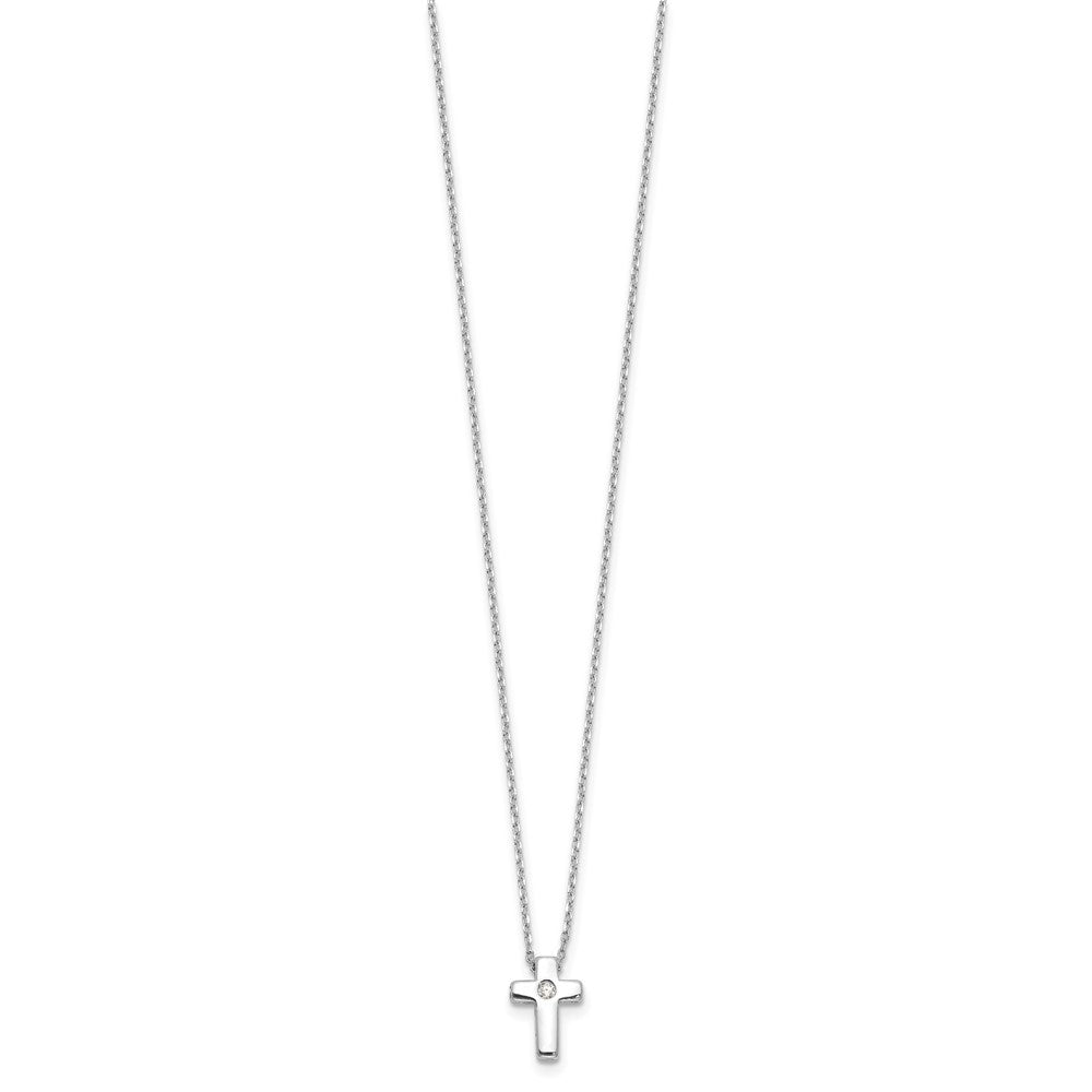 Sterling Silver Rhodium-plated CZ Cross Necklace
