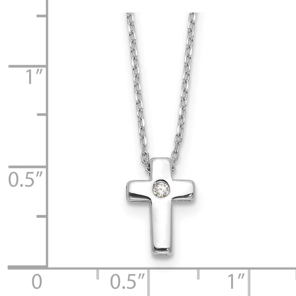 Sterling Silver Rhodium-plated CZ Cross Necklace