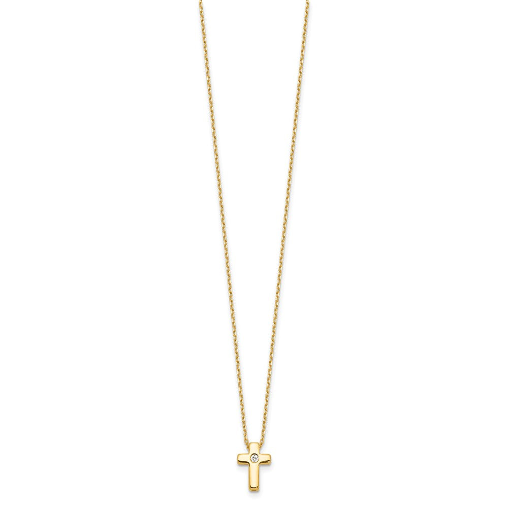 Sterling Silver Gold-tone CZ Cross Necklace