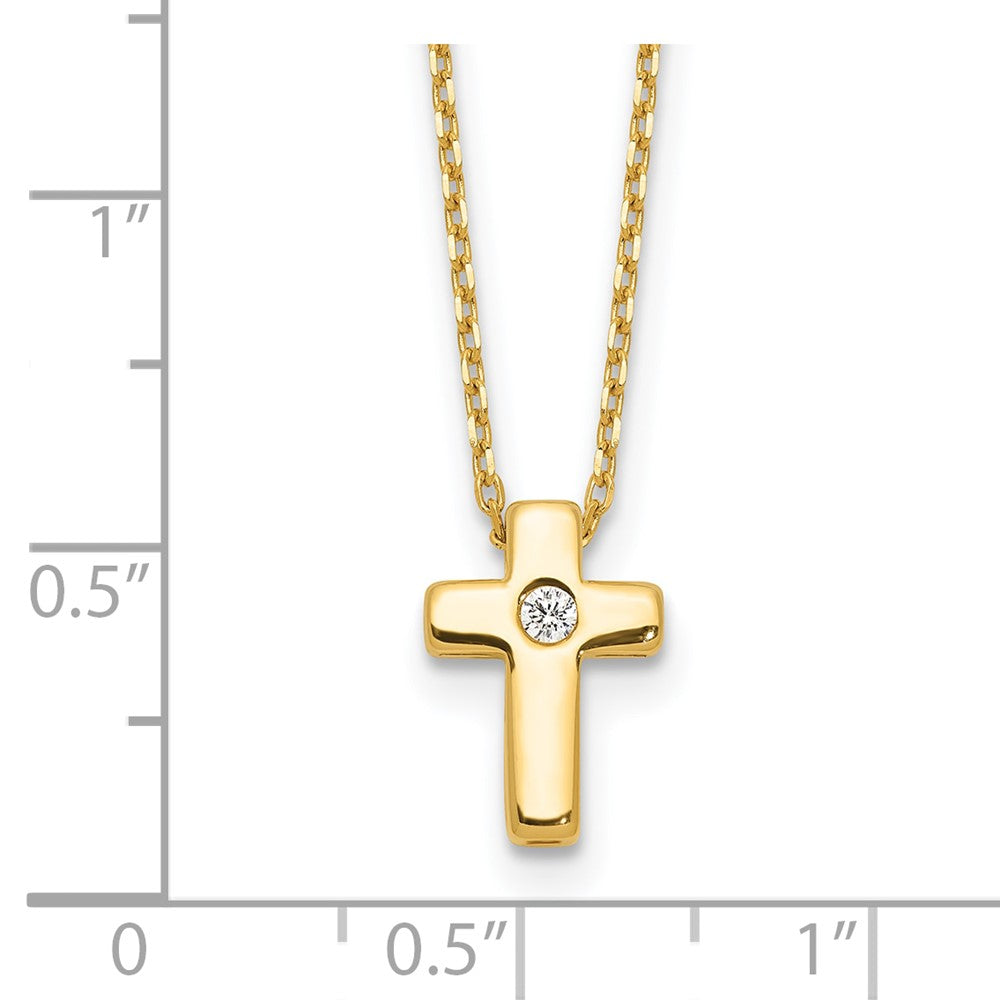 Sterling Silver Gold-tone CZ Cross Necklace