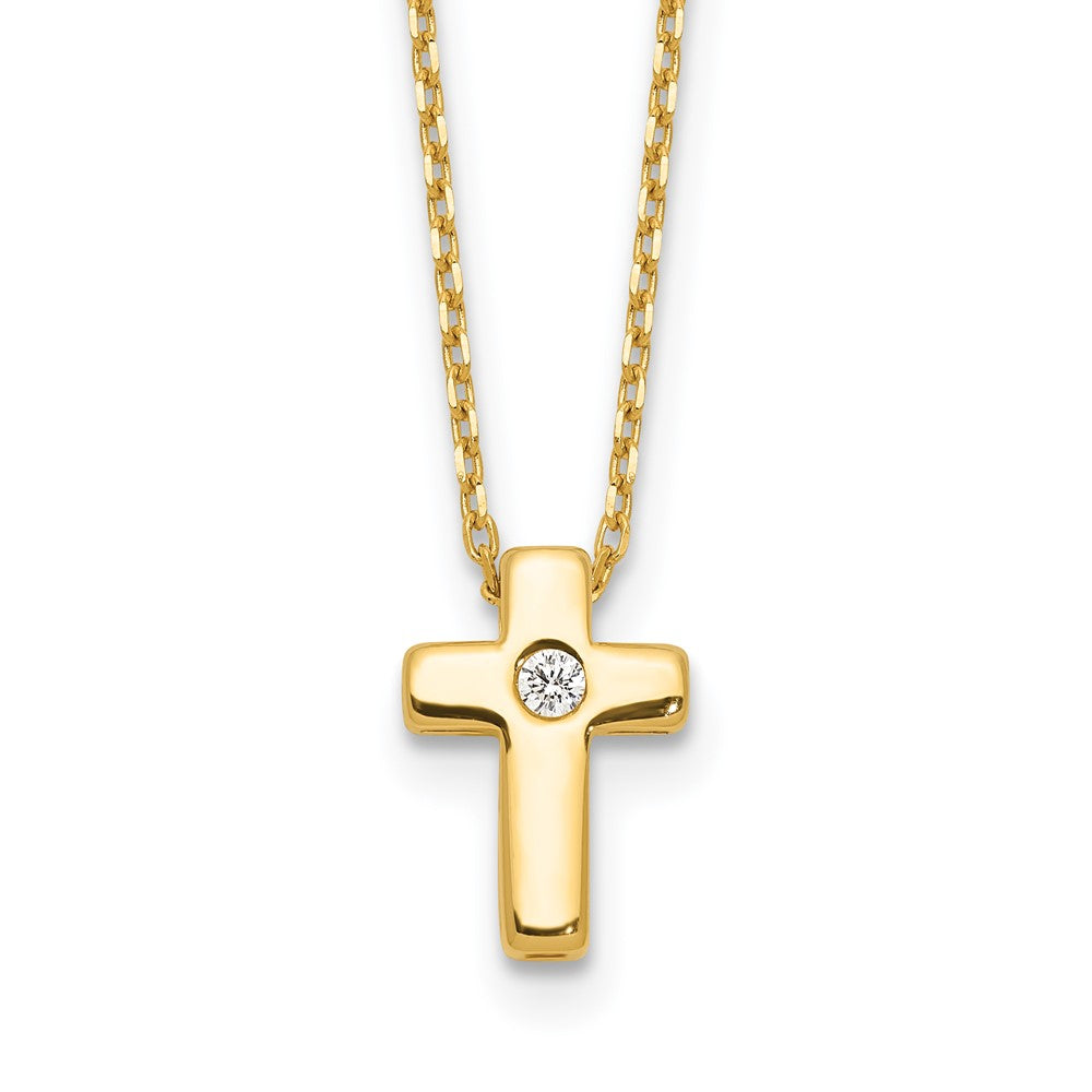 Sterling Silver Gold-tone CZ Cross Necklace