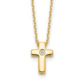 Sterling Silver Gold-tone CZ Cross Necklace