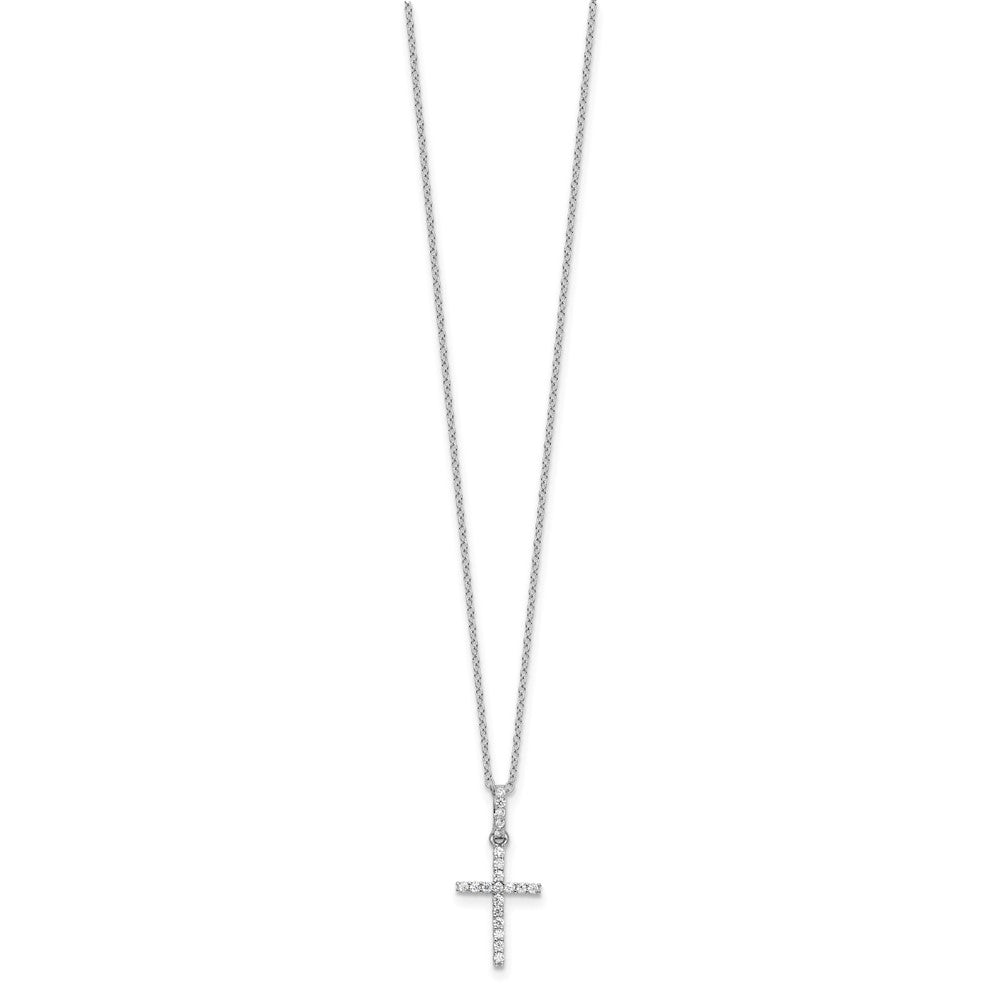 Sterling Silver Rhodium-plated CZ Cross Necklace