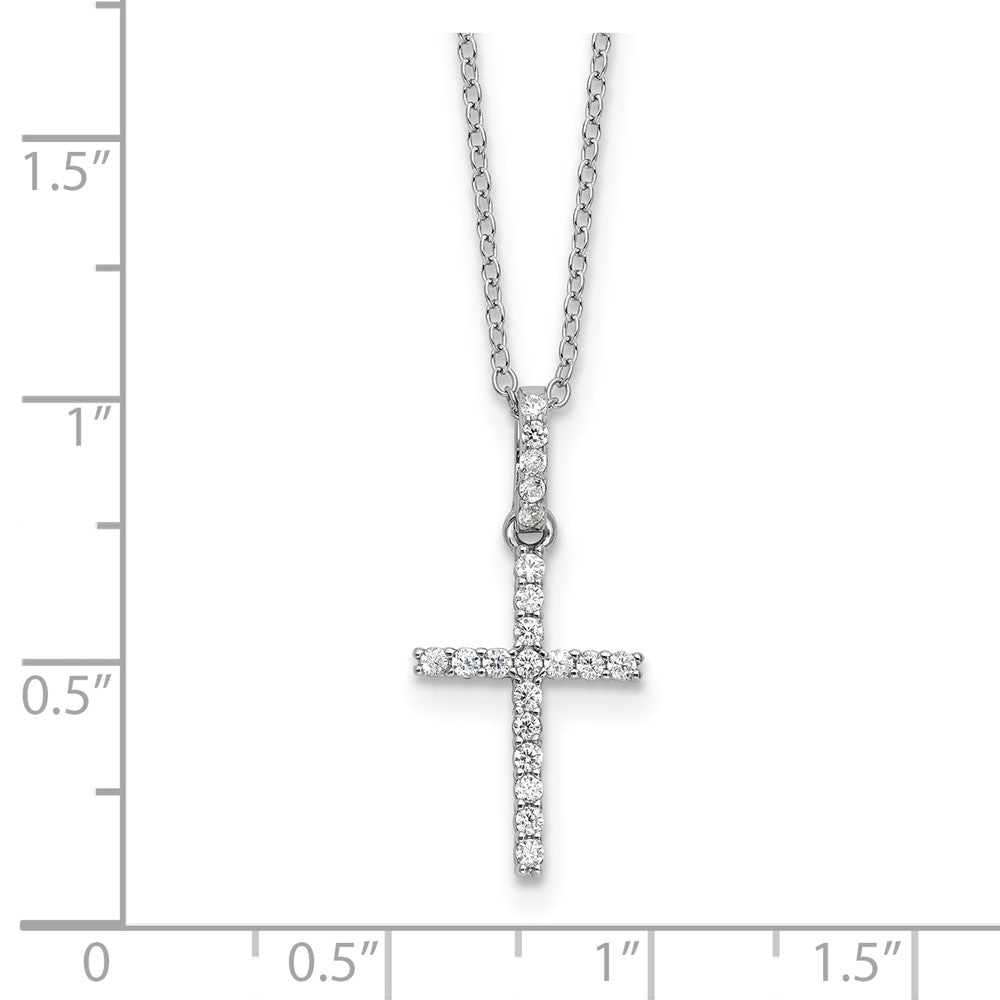Sterling Silver Rhodium-plated CZ Cross Necklace