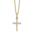 Sterling Silver Gold-tone CZ Cross 18in Necklace