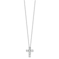 Sterling Silver Rhodium-plated Baguette CZ Cross 18in Necklace