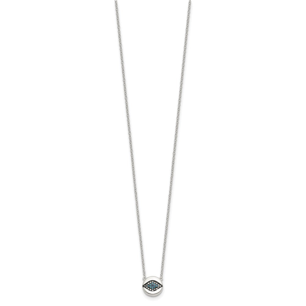 SS Multi Color CZ Evil Eye 16in w/2in ext Necklace