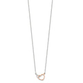 Sterling Silver and Rose-tone Polished Double Heart 18in Necklace