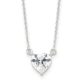 Sterling Silver Polished Heart CZ Necklace