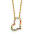 Sterling Silver Gold-PLATED CZ Glass Heart w/2in ext Necklace