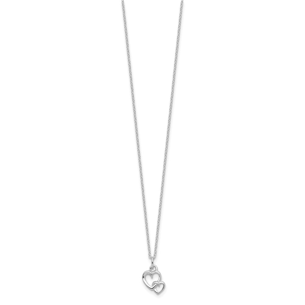 Sterling Silver RH-plated Intertwined Heart 16in w/2in ext Necklace