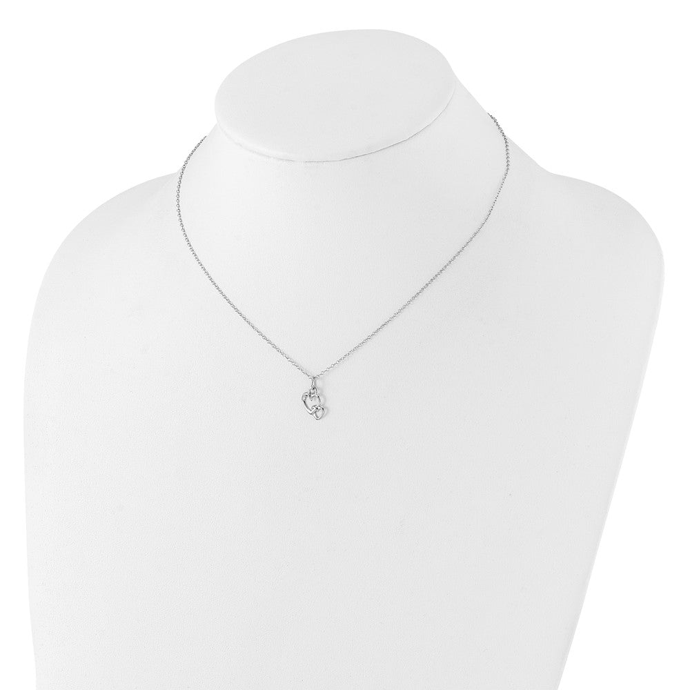 Sterling Silver RH-plated Intertwined Heart 16in w/2in ext Necklace