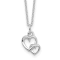 Sterling Silver RH-plated Intertwined Heart 16in w/2in ext Necklace