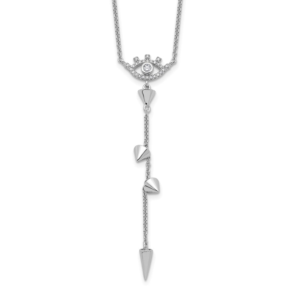 Pure Fire Sterling Silver Rhodium-plated Evil Eye CZ 18in w/2in ext Necklac