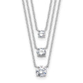 Sterling Silver Rhodium-plated CZ 3-Strand 14.5in w/2in ext Necklace